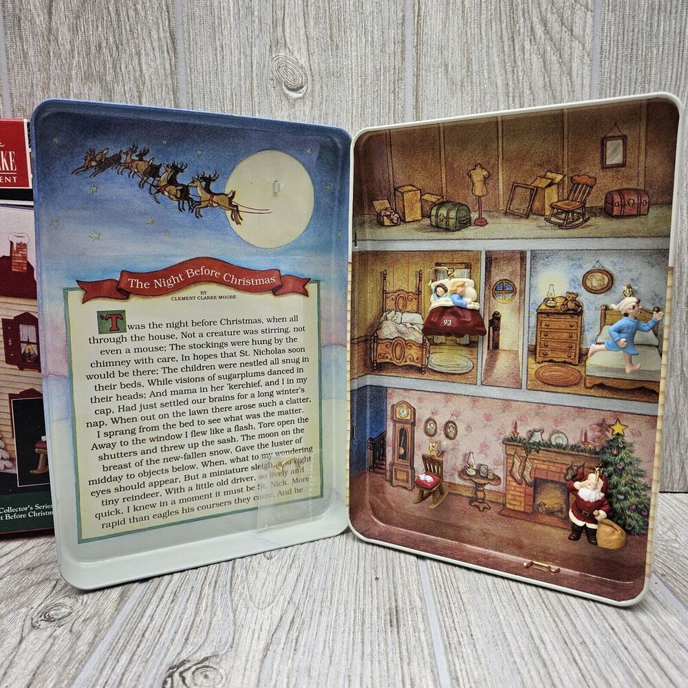 Hallmark The Night Beforw Christmas Tin‎ Box with Mini Ornaments Lot 1-4